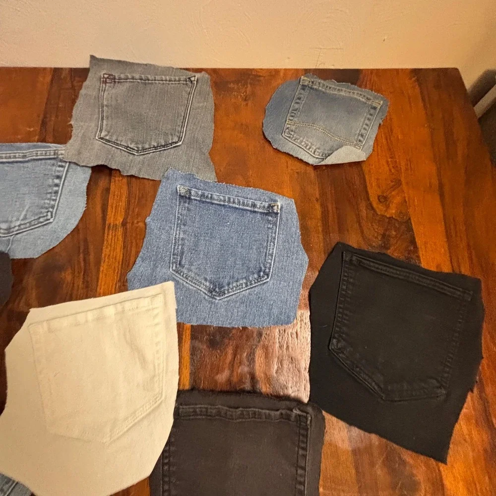 15pc Denim Pocket Lot Assorted Jean Pockets Crafting Upcycling DIY Scrap Fabric